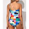 New Women's One-Piece Swimsuit Pure Color Single Shoulder Tight-Fitting Cross-Border New Style Popular Integrated Swimsuit