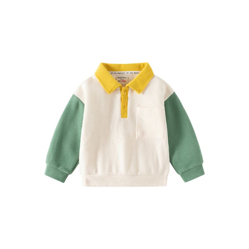 Kids Lapel Sweater Spring and Autumn Children's Clothing Boy's Square Collar Pocket Top K-style Baby Boy's Polo Shirt Pullover
