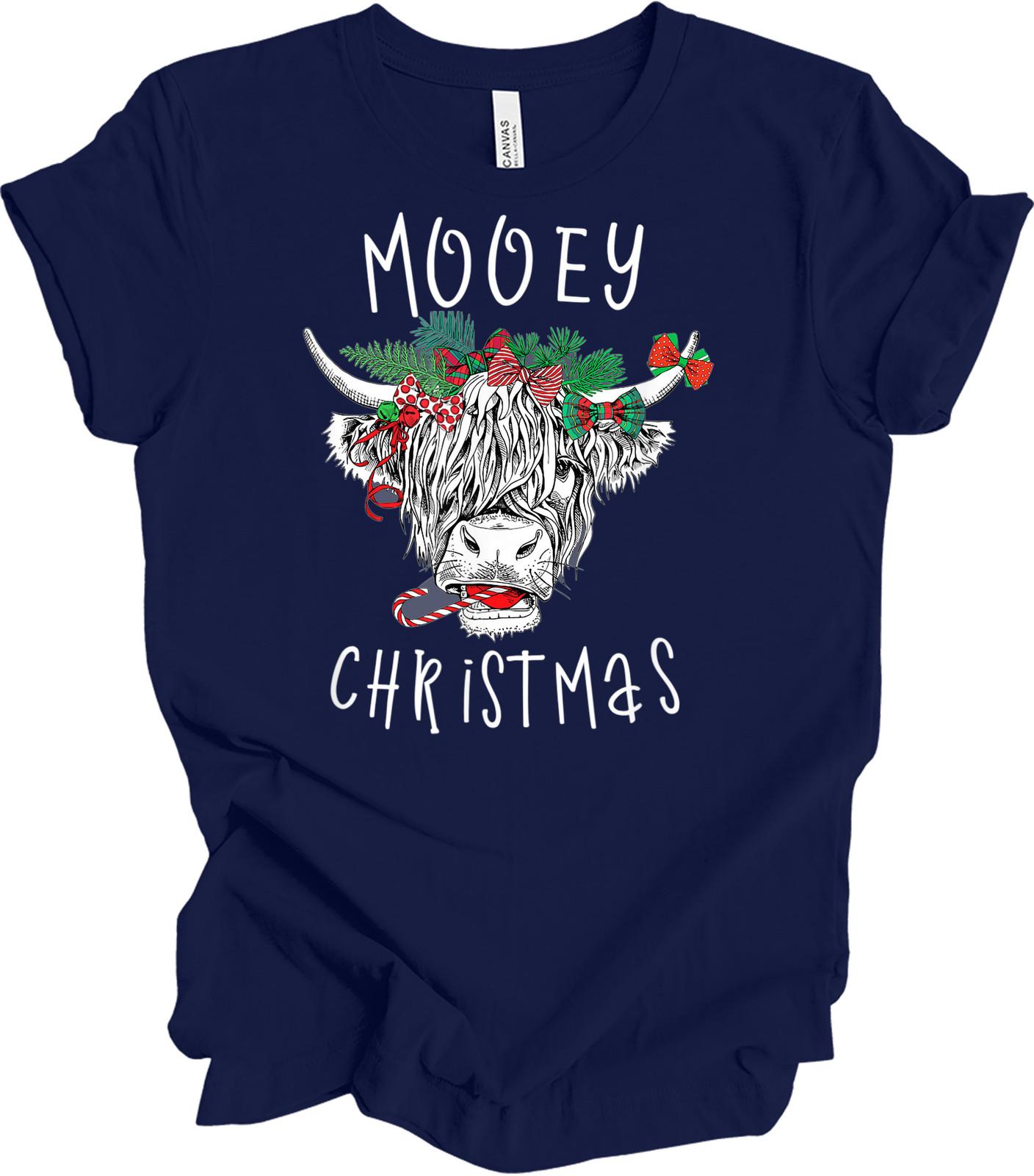 Mooey Christmas Cow Shirt - Funny Highland Cow Xmas Tee M
