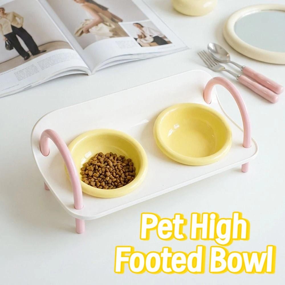 Non-Slip Cat Food Water Bowl Double Bowls Pet Food Dispenser Pet High Footed Bowl  Pet Supplies