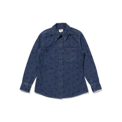 Levis Koszula damska z długim rękawem i abstrakcyjnym wzorem kwiatowym Top Denim-Niebieski A4611-0000