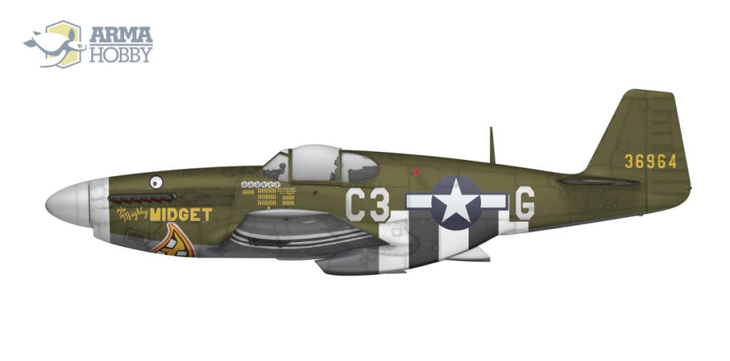Alma Hobby US Army Air Force Mustang Modelo de plástico ADL70041 Color de moldeo 1/72 P-51B