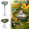 Bebedero para Pájaros de Jardín de Hierro para Exteriores con Cuenco Pequeño Resistente a la Corrosión de Pie para Decoración de Jardín, Patio, Césped