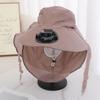 Solar Hat Fan Striped Wide Brim Fan UV Protection Fishing Hat