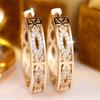 Geometric Stone White Zircon Vintage Hollow Hoop Earrings For Women Trendy Gold Color Ear Buckle Wedding Jewelry Versatile Gifts