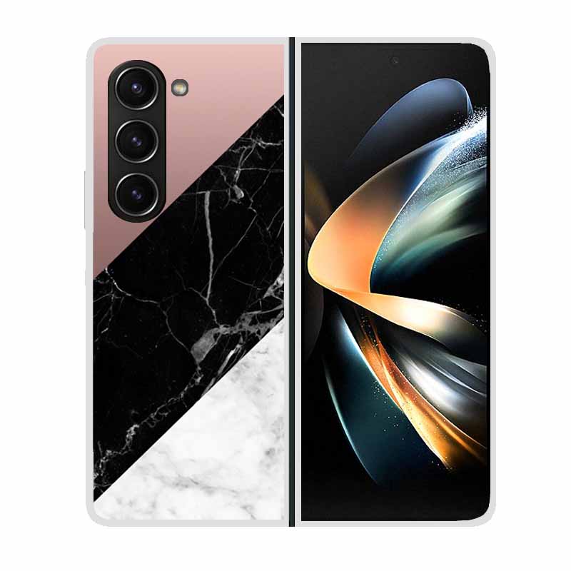 For Samsung Galaxy Z Fold 5 ZFold5 Cases Marble Transparent Shockproof Protection Hard Back Cover For Samsung Z Fold 5 5G Cases