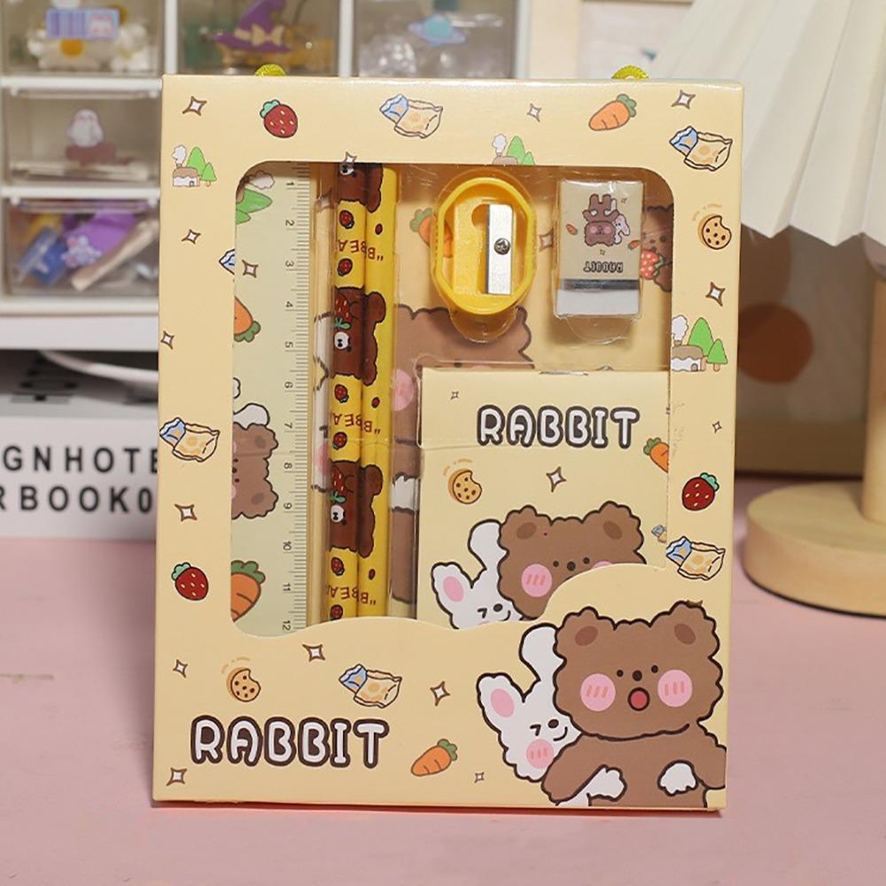 6Pcs/Set Erasers Stationery Set Stationery Study Stationery Set Cute Children's Pencils  Gift
