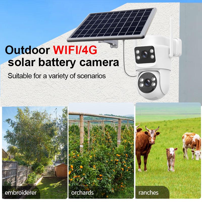3M Solar Dual-Lens 4G Camera Monitor with Battery Backup and Night Vision
