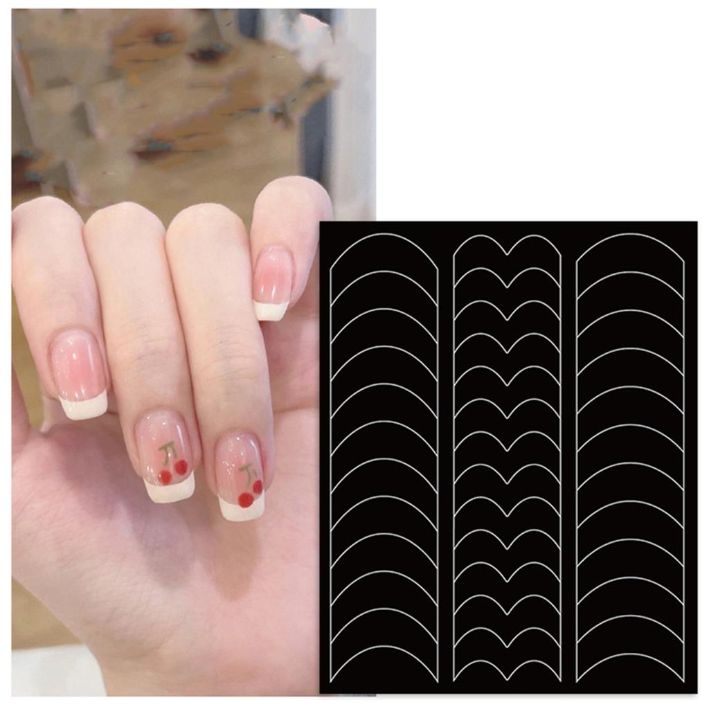 6 Designs French Manicure Strips Nail Art Stickers,Self-Adhesive Nail Tips Guides for DIY Nail Decoration Stencil Tools