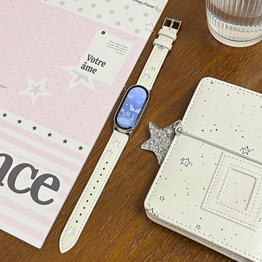 Cinturino in Pelle Dopamine Stars per Xiaomi Mi Band 10 9 8 Braccialetto da Polso per Xiaomi Band 8 9 10 Pro Fibbia Metallica per Huawei Fit 3 4 5 Pro Braccialetto Sportivo