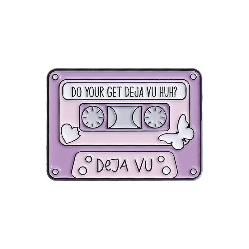 Magnetic Tape Radio Set Metal Enamel Pins Custom Myth Brooches Bag Clothes Lapel Pin Badge Animal Jewelry Gift For Kids Friends