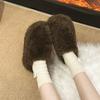 Simple thick-soled versatile bag head half slippers women's shoes wear 2025 new autumn and winter lazy fluffy shoes single shoes