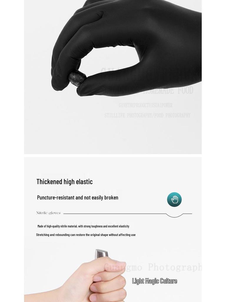 Durable Black Nitrile Gloves: Thick, High-Elasticity, Oil-Proof, Anti-Slip for Auto Repair & Mechanical Maintenance