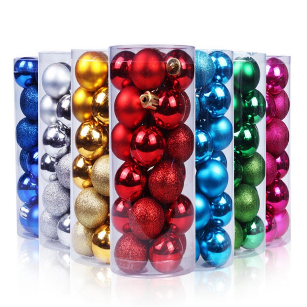 24Pcs/set 3cm Christmas Tree Ball Baubles Colorful Xmas Party Christmas Decorations Perfect Wedding Hanging Ball Wreath Ornament