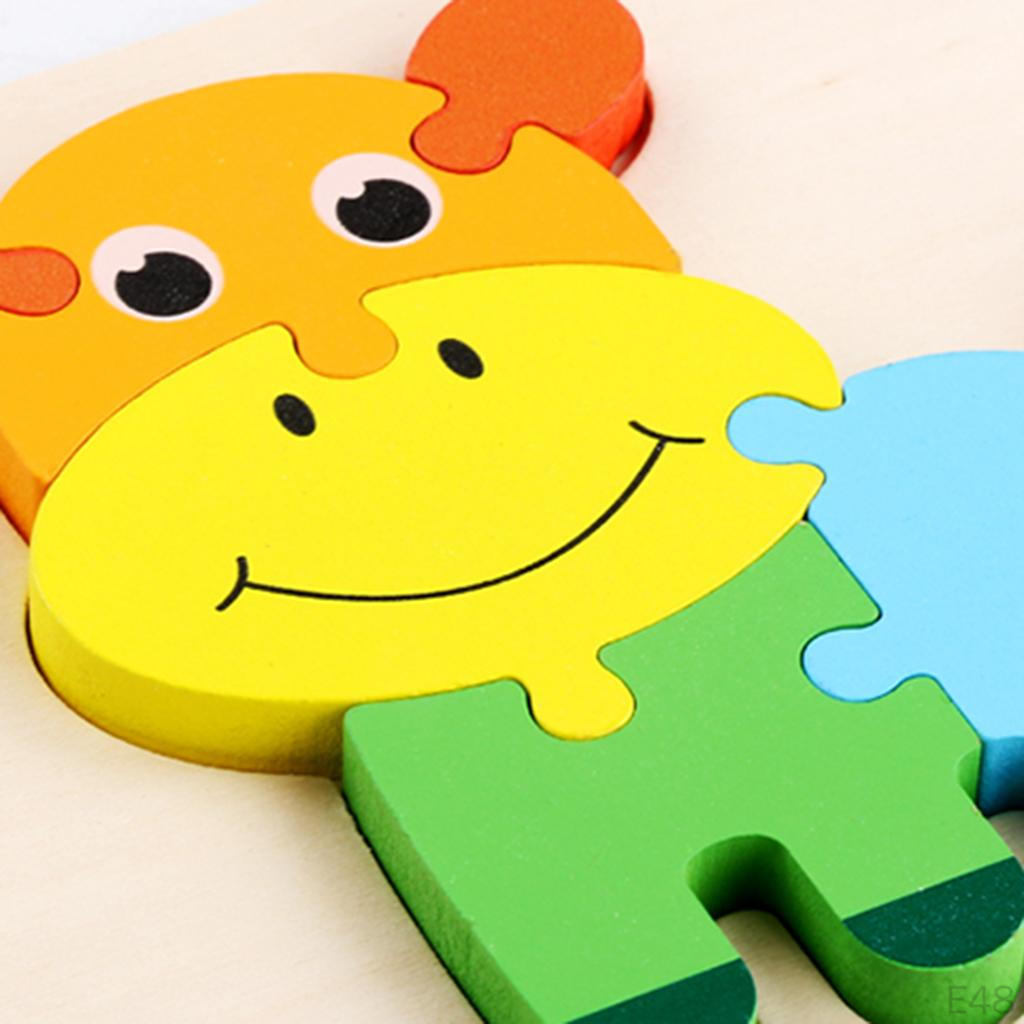 3D Wooden Animal Puzzle Jigsaw Building Blocks Sorting Game Pre-school Learning Educational