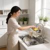 Stainless Steel Kitchen Sink Drain Rack With Water Drainage And No Installation For Home Use