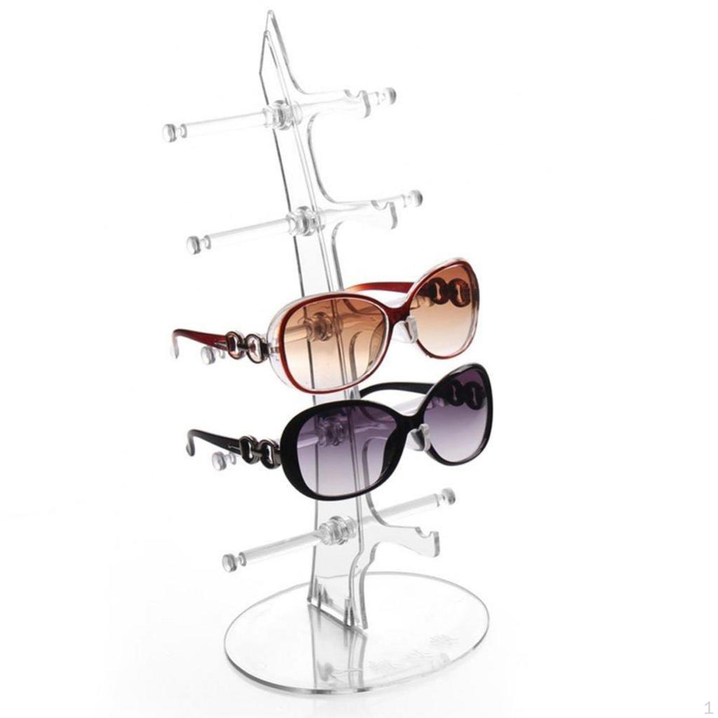 5 Tiers Acrylic Eyeglasses Sunglasses Display Stand Rack Holder Shelf Tool - Clear, As Described