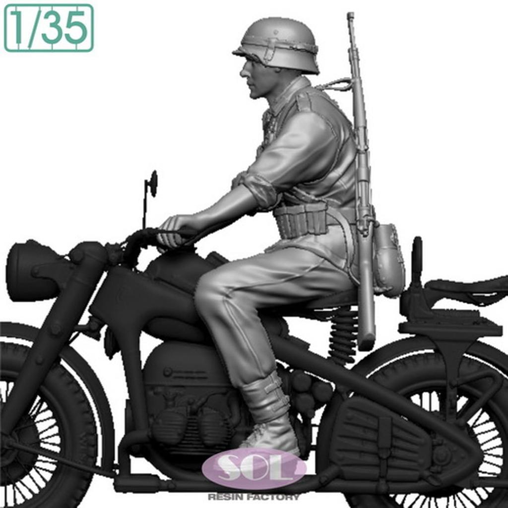 Solmodel WWII German KS750 Crew 1 Motorcycle Soldier 3D Printer Kit MM881 1/35 (for Solmodel) (People)