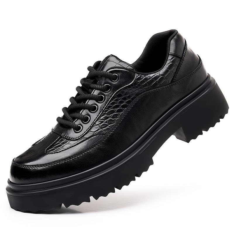 Big Business Casual Leather Shoes Platform Crocodile Derby Shoes Men's Dress Leather Shoes British Driving Loafers
