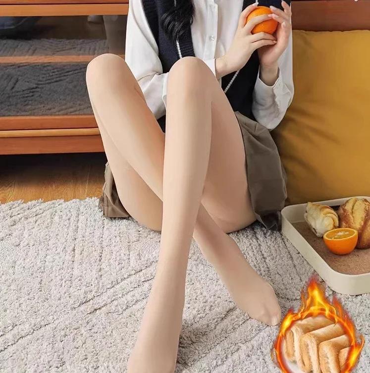 Verdicken Sie Thermo-Strumpfhosen Leggings Damen Winter Fleece Samt Thermo Strümpfe Hohe Taille Elastische Schlank Sexy Durchscheinende Strumpfhosen