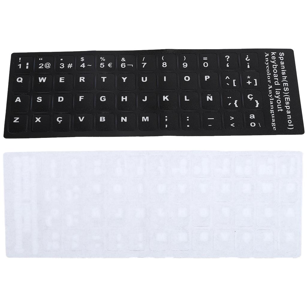 Keyboard Sticker Spanish Waterproof Black Background for 10in To 17in Laptop Notebook Desktop Computer