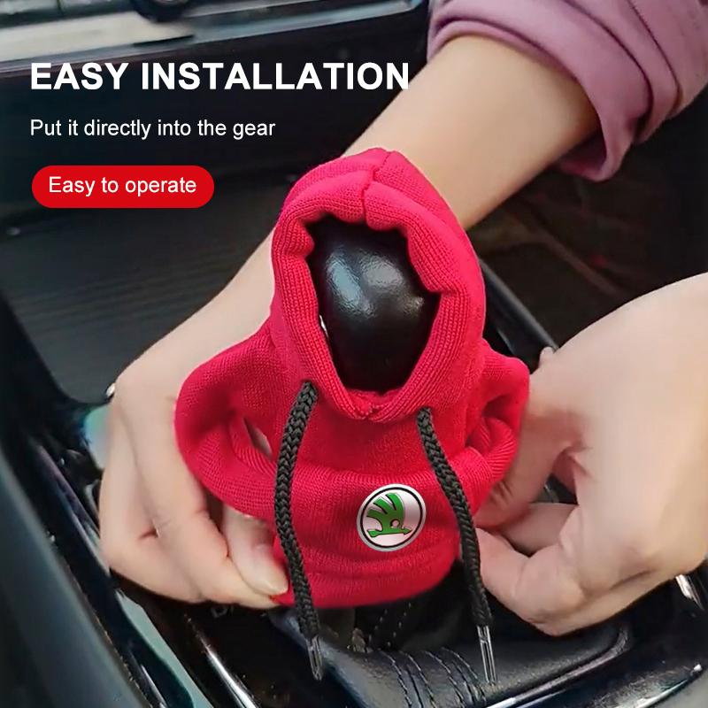 Fashion Car Gear Car Shift Lever Cover Car Gear Shift Knob Hoodie For Skoda Octavia MK2 MK3 2 3 A7 Fabia Karoq Kodiaq Superb Rapid Kamiq