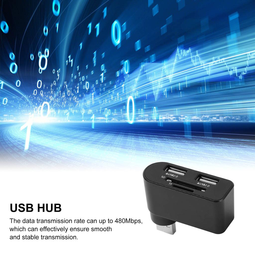 2 Port USB HUB High Speed Splitter with Memory Card Ports for Card Reader Hard Drive Camera