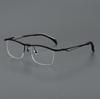 Classic Square Half-Frame Titanium Flip-Up Glasses for Large Faces, Style 11489