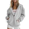 Felpa con cappuccio e zip lunga da donna, vestibilità larga, giacca casual con tasche