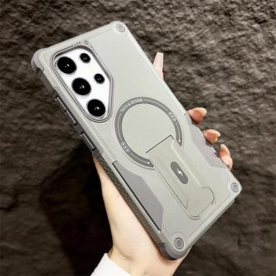 Étui de luxe Cool Mecha pour support magnétique invisible Magsafe pour Samsung Galaxy S25 S24 Ultra Plus housse de téléphone de chargement sans fil
