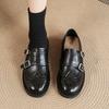 British Style Small Leather Shoes Thick Heel Single Shoes New Block Carved Soft Sole