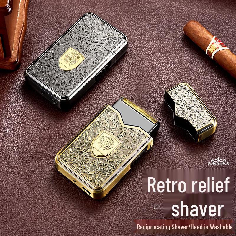 Retro Men's Electric Razor: New Model, Stainless Steel, Floating Blades, Water Washable