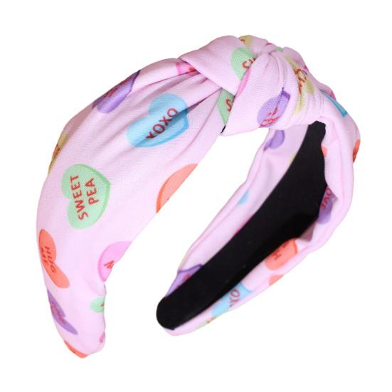 Haarreif Breitkrempiges Stirnband mit Liebesaufdruck Handgefertigte Stoffknoten Rutschfestes Design Schleifen-Haarband Party-Haaraccessoire