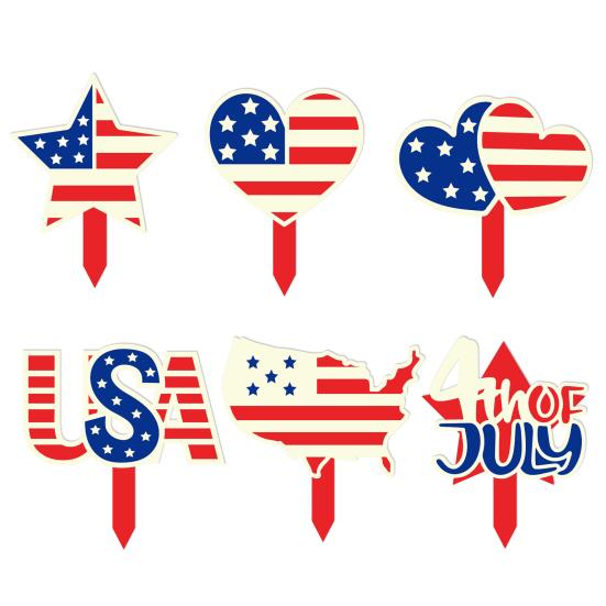 Hvězdný vlastenecký zahradní kůl v americkém stylu, venkovní kůl, vánoční dekorace ke Dni nezávislosti pro domácí dekoraci na trávník na zahradě