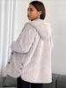 Cappotto di Peluche Morbido da Donna Autunno/Inverno 2025 Europa, Colore Unito, Manica Lunga, con Cappuccio, Vestibilità Larga