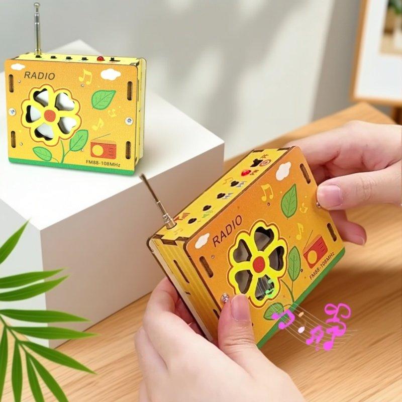 Kendin Yap El Yapımı Ahşap FM Radyo Kiti Çocuk Bilim Deneyi Eğlenceli Eğitim Aydınlatıcı Bulmaca Dekoratif Oyuncak