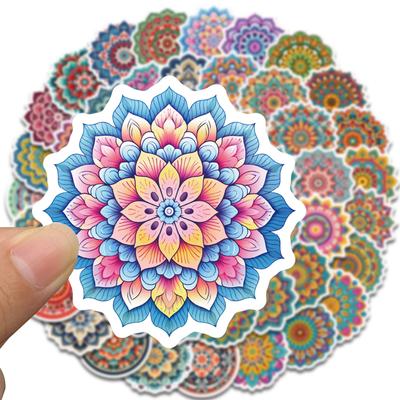 50/100 STÜCKE Coole Mandala Blume Aufkleber Blumenmalerei Laptop Graffiti Dekoration Retro Gepäck Skateboard Wasserdichte Aufkleber