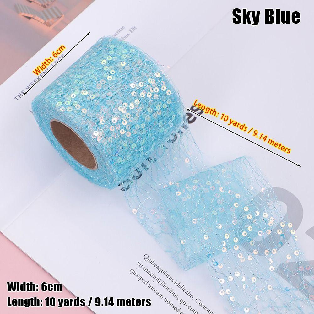 1Roll Party Decoration Sequin Ribbon Roll Seersucker Embroidery Organza Headdress Bow Material Coloful 10Yards 6cm