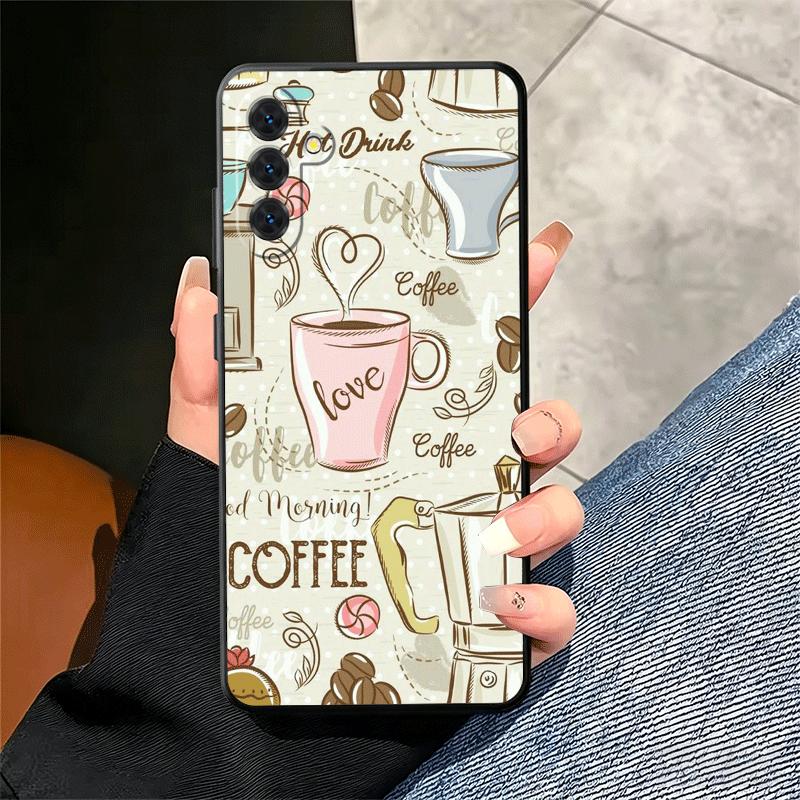 Black Coffee Fashion Style Soft Phone Case for Samsung A17 A37 A57 A16 A26 A36 A56 A15 A25 A35 A55 A14 A24 A34 A54 A13 A23 A33 A