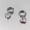 Stainless Steel Vacuum Plated Ear Buckle Sweet Cool Copper Inlaid Zircon Love Pendant Earrings Versatile Earrings Neutral