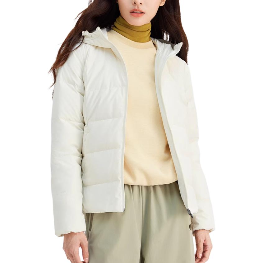 Skechers Lightweight Water-Resistant Hooded Down Jacket Women Outerwear Cotton-Candy-White P424W130-0074