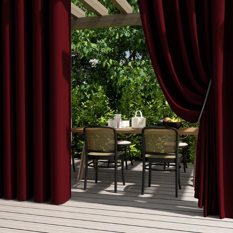 Solid Color Exterior Curtain Suitable  Waterproof Oxford Cloth Privacy Grommet Curtain For Gazebo Front Porch Pergola Patio