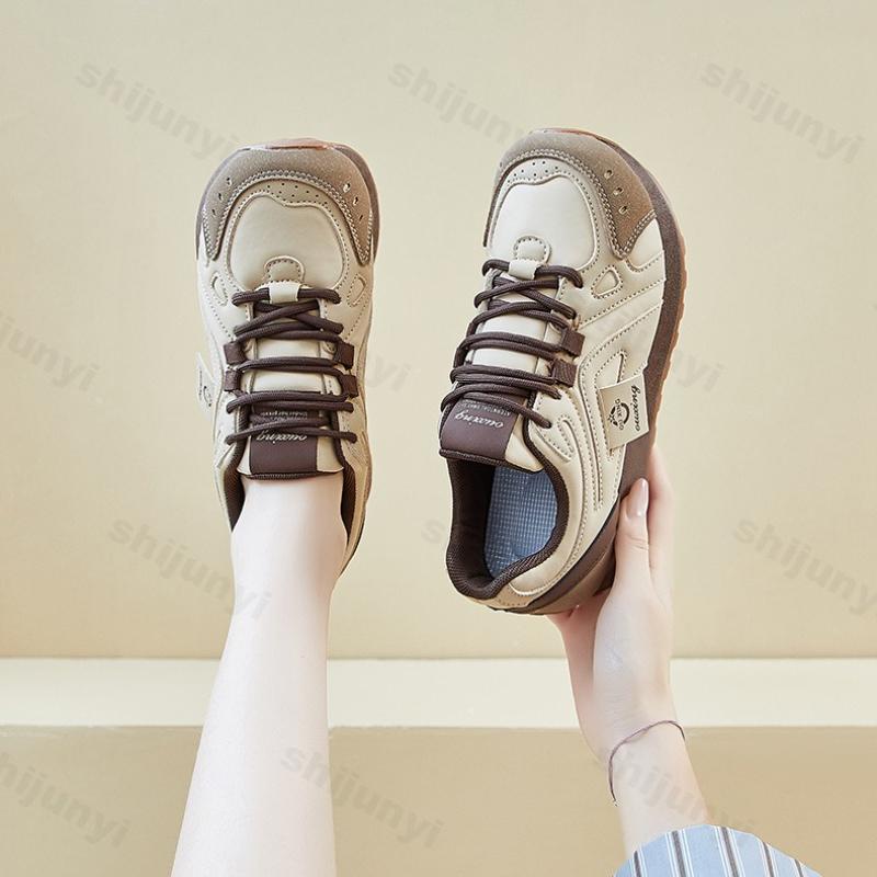 Women's Casual Sports Shoes Comfortable Round Toe Hard Wearing Non Slip Sneakers Fashion Lace Up Vulcanized Shoes Zapatos Mujer