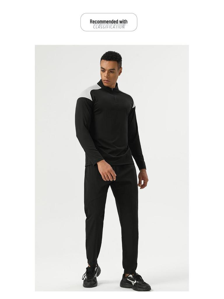 Herren Half-Zip Langarm Nylon Sport-T-Shirt: Hohe Elastizität, Bare-Feel, Ideal für Outdoor-Fitness, Wandern und Radfahren.