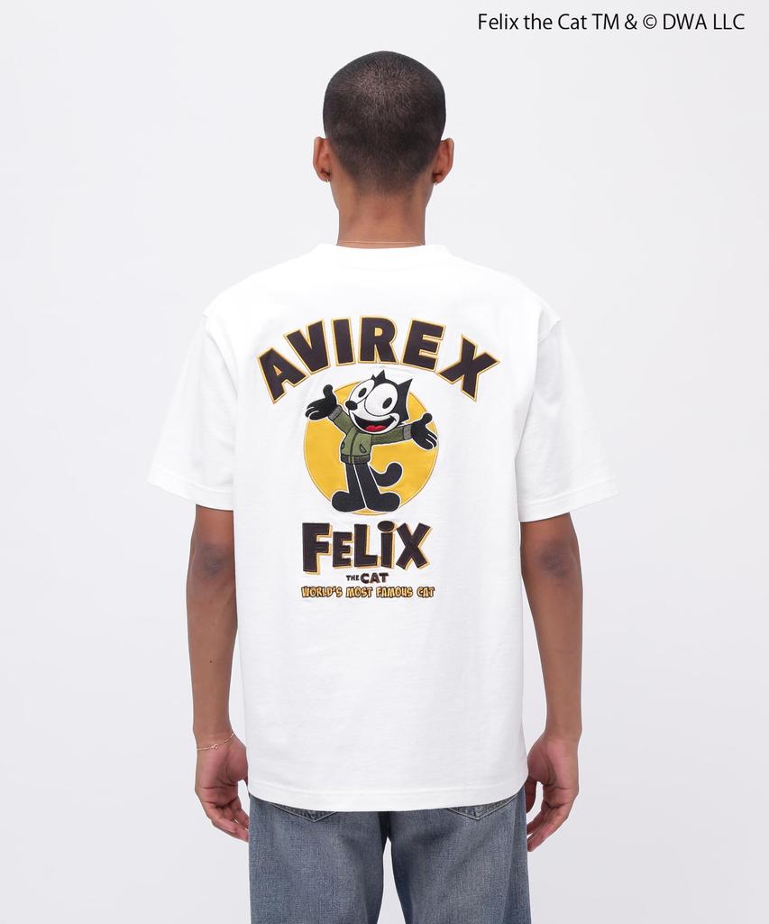 AVIREX FELIX EMBROIDERY LOGO Embroidered Logo Short Sleeve Size T-SHIRT, Men's T-Shirt, M, 030, White, 783-5134035