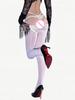 Bandage Waist Hollow Out Pantyhose Women'S Lace Cross Crotch Tights Oil Shiny Glossy Sheer Woman Stocking Lingerie