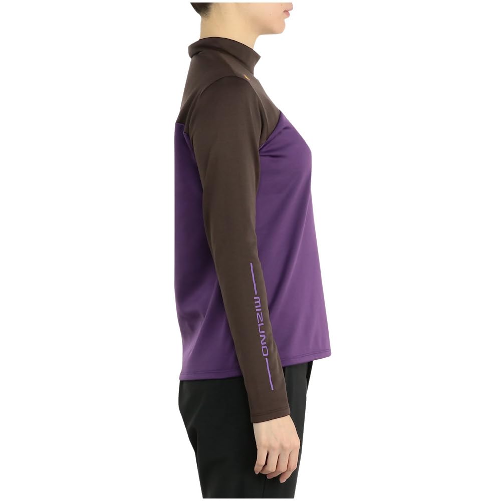 Mizuno Breath Thermo High Neck E2MAB734 Shirt, Heat-Generating Material, Women's, Purple,