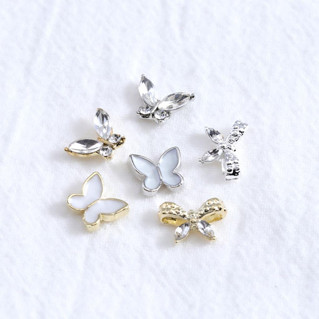 3D Nail Art Charms Bow-Nail Rhinestones Nail Gems Alloy Butterfly-Nail Crystals Diamonds for DIY Nail Art Decorations