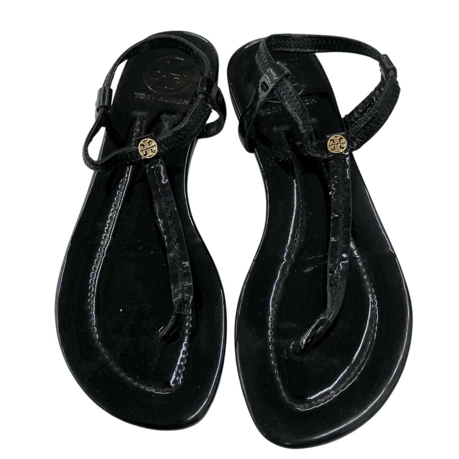 Used 186000 Tory Burch Tory Burch Thong Sandals Black Enamel