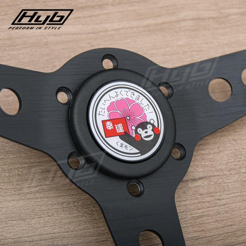 JDM Pink Lucky Bear Steering Wheel Horn Button for Universal Racing Car PC-HB01